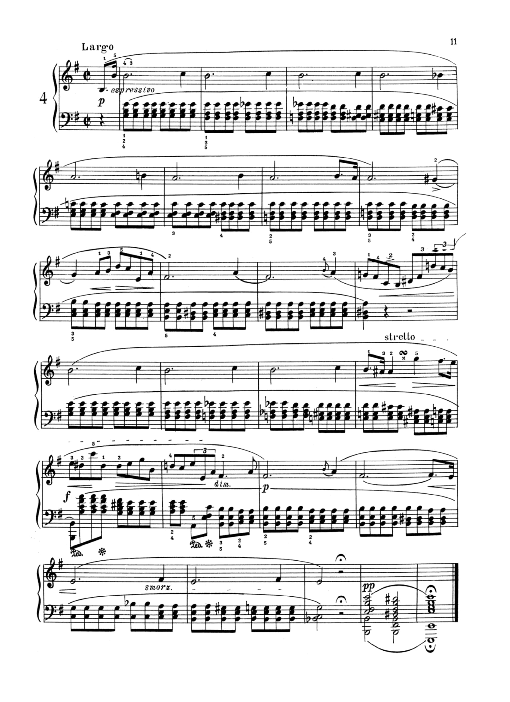 Sheet music for analysis of Chopin's Prelude in E Minor, Op. 28 No. 4
