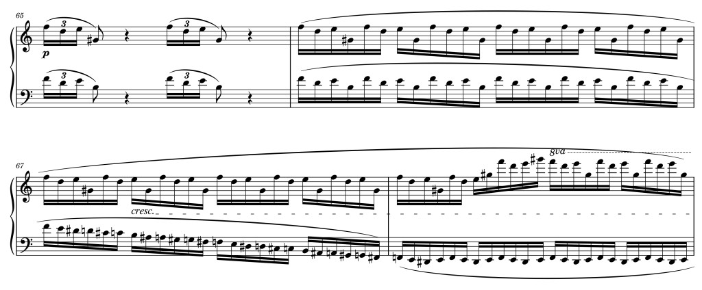 Excerpt of Chopin's Etude in A Minor, Op. 25 No. 11, "Winter Wind" for piano